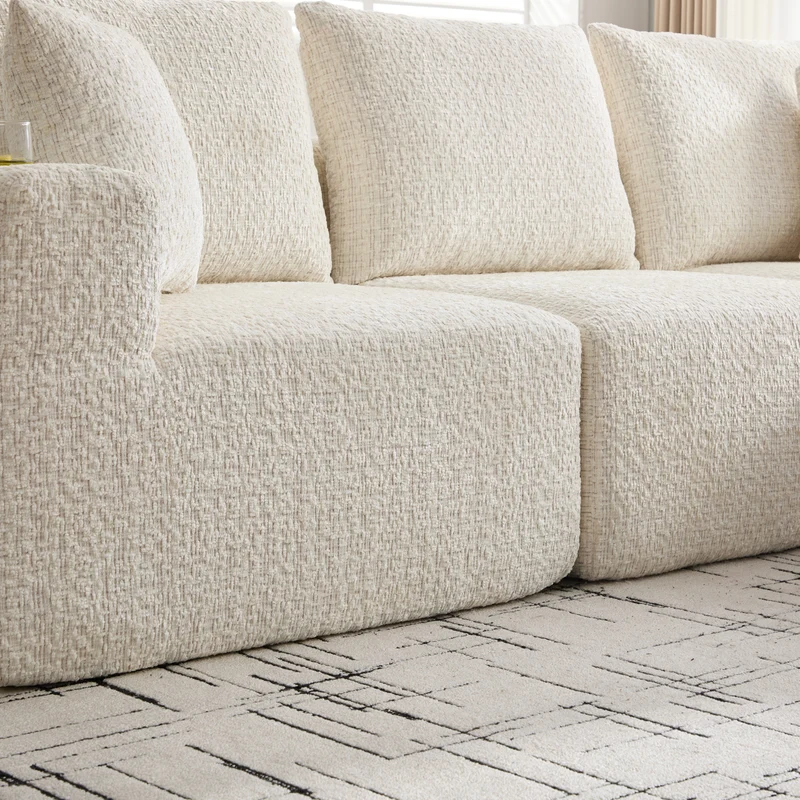 Canapé d’angle modulaire beige 3 place