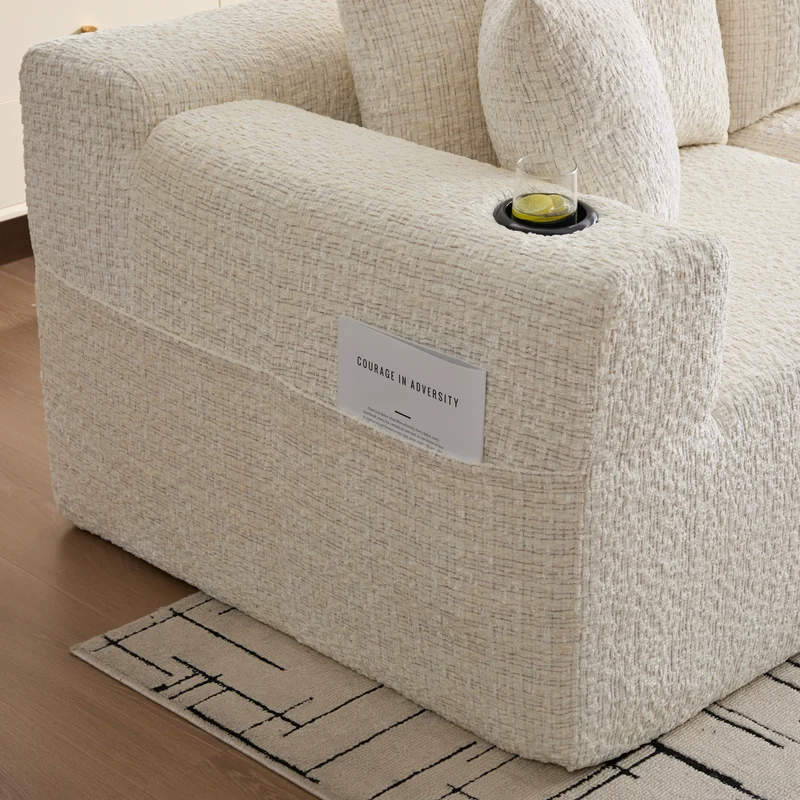 Canapé d’angle modulaire beige 3 place