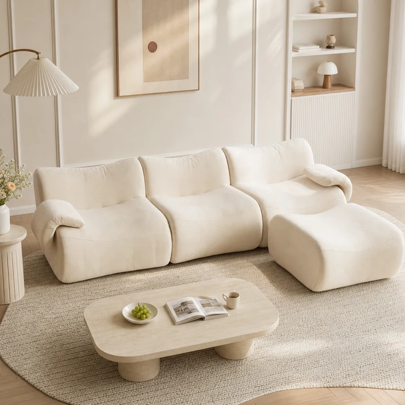 Canapé modulaire chenille beige 3 place