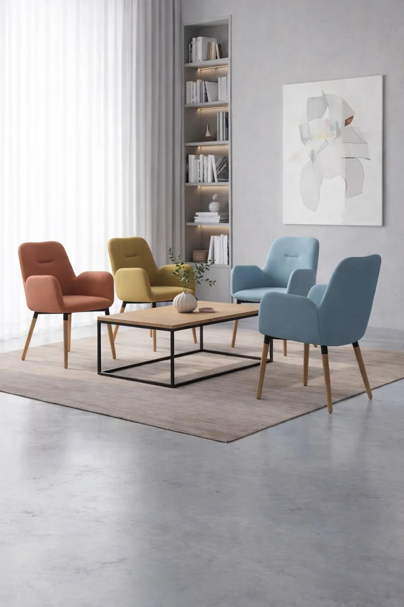 Fauteuil d'accueil et réunion Shino – Pieds bois