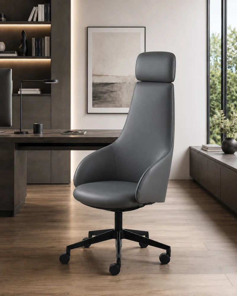 Fauteuil de direction Kontea haut dossier cuir