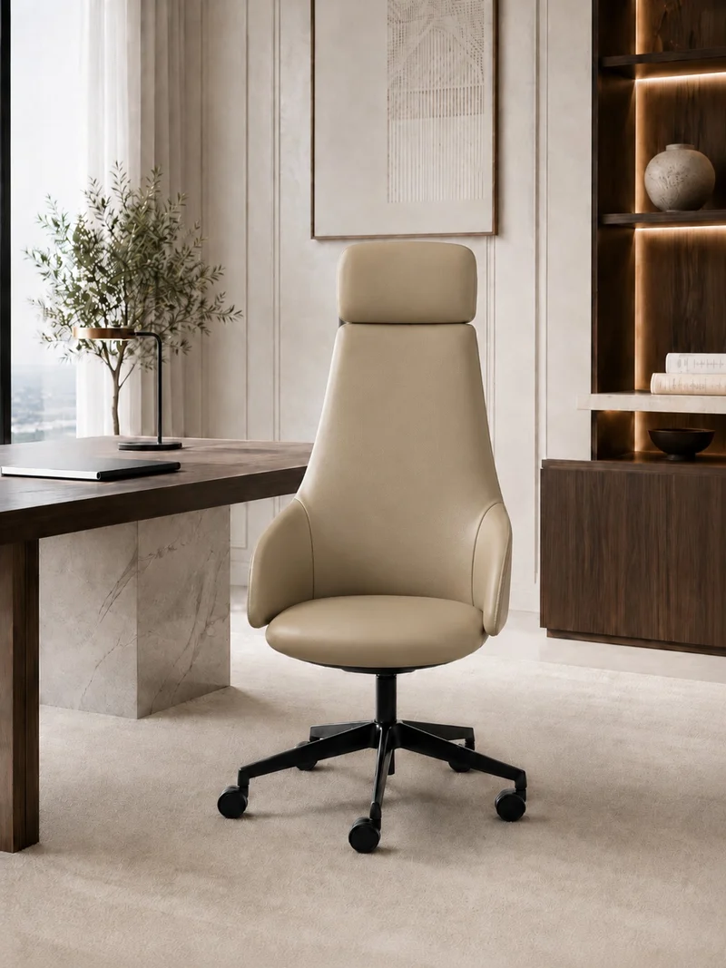 Fauteuil de direction Kontea haut dossier cuir