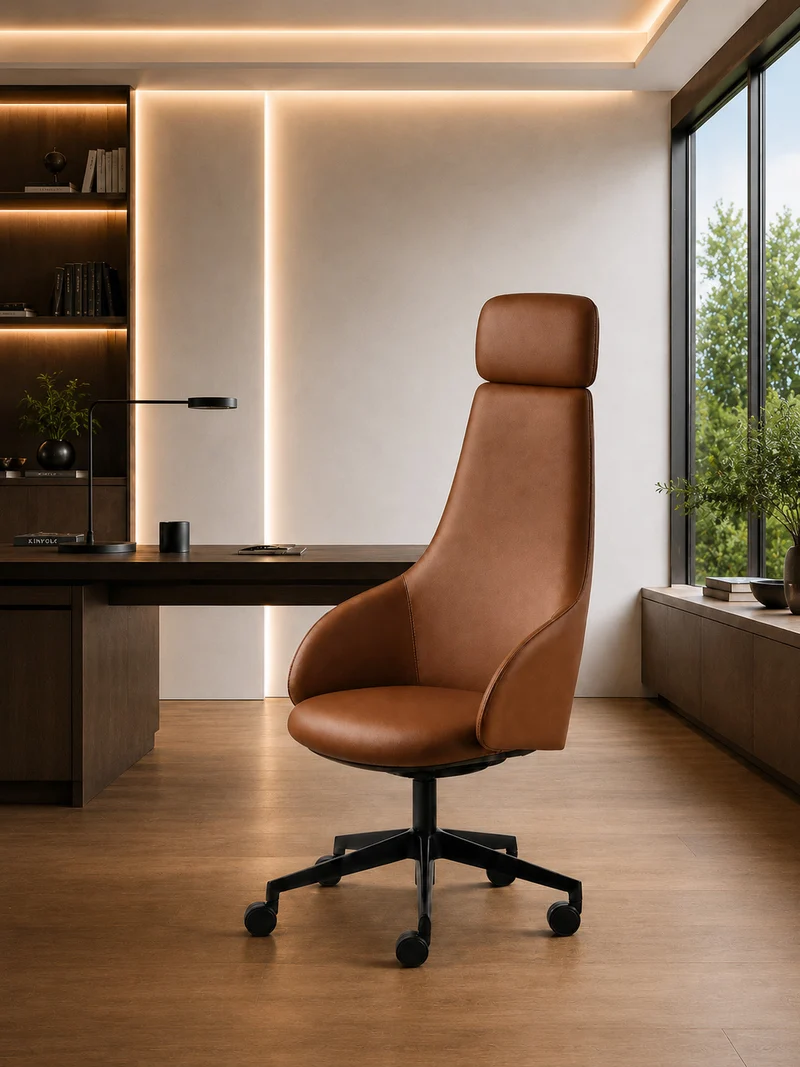Fauteuil de direction Kontea haut dossier cuir