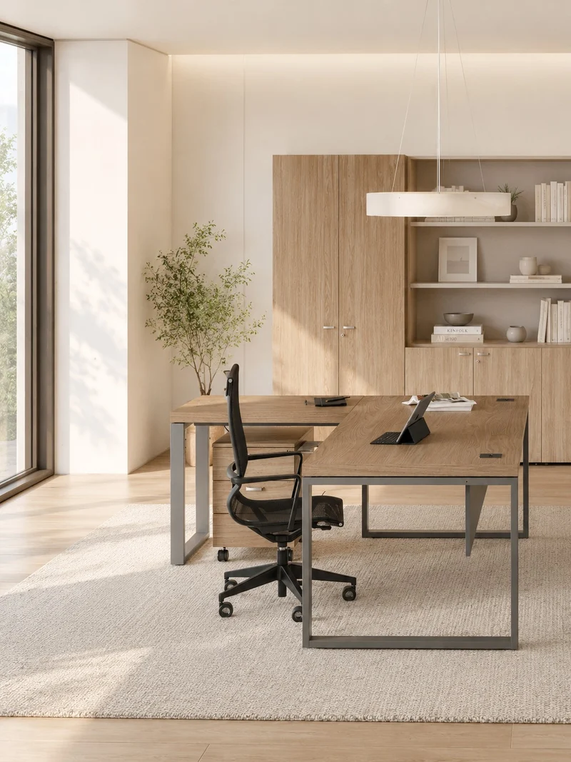 Bureau de Direction AUREA avec Retour – Pieds Métal