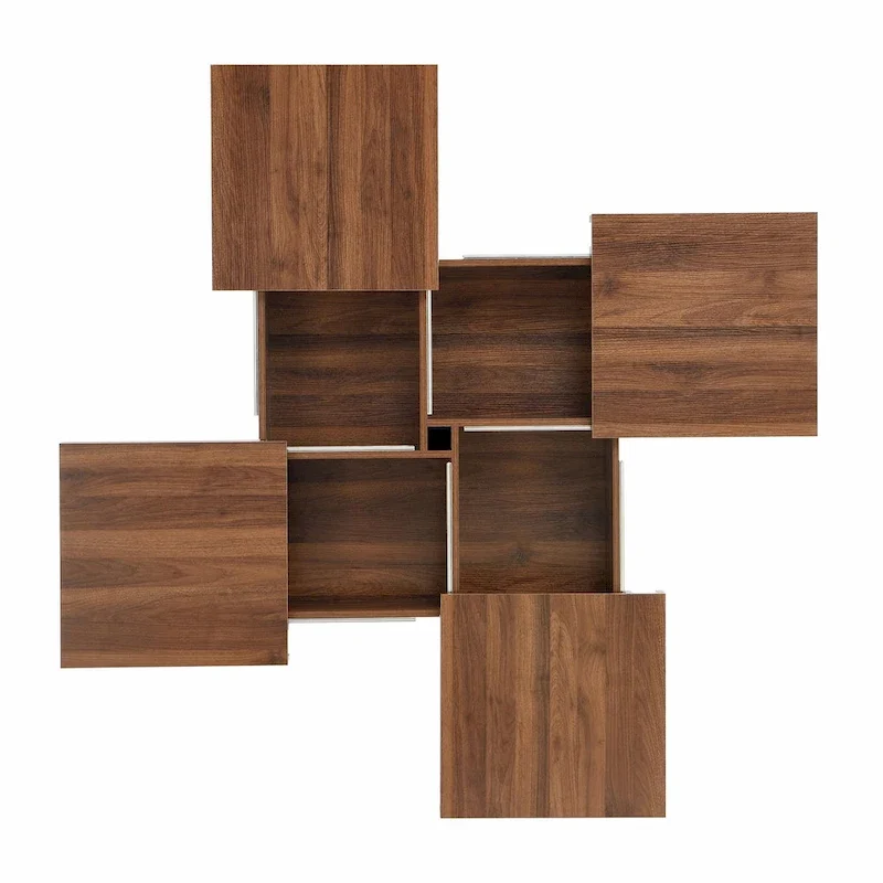 Table basse carrée en marbre (placage) de 39,4 po avec rangement supérieur coulissant