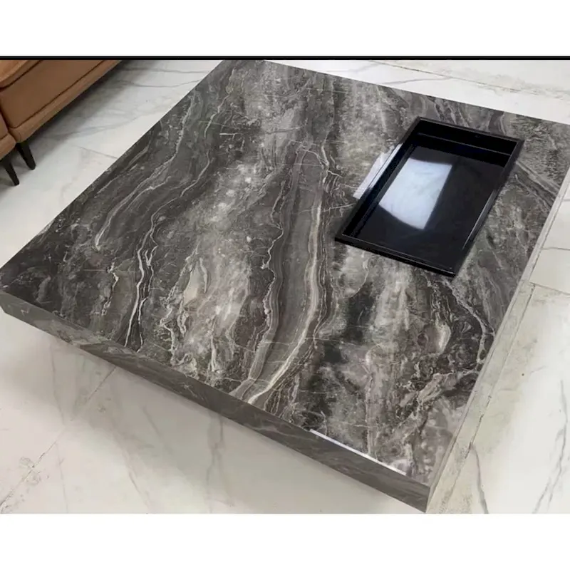 Table basse carrée en pierre frittée