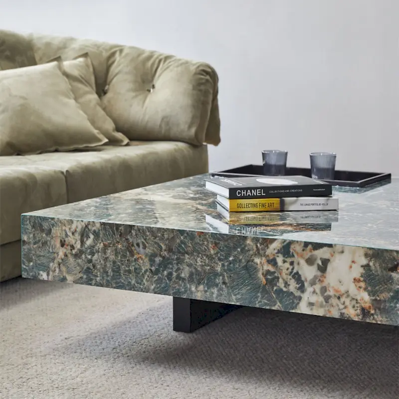 Table basse carrée en pierre frittée