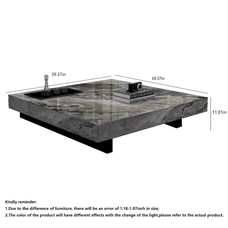 Table basse carrée en pierre frittée