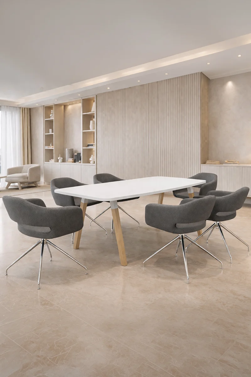 Table de réunion tonneau Oslo 6 personnes