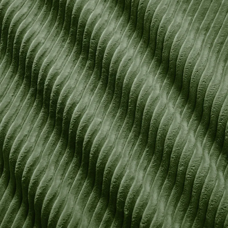 Ensemble de canapés avec accoudoirs incurvés et base antidérapante en tissu velours côtelé doux pour le salon, vert, siège 2 + tabouret 2