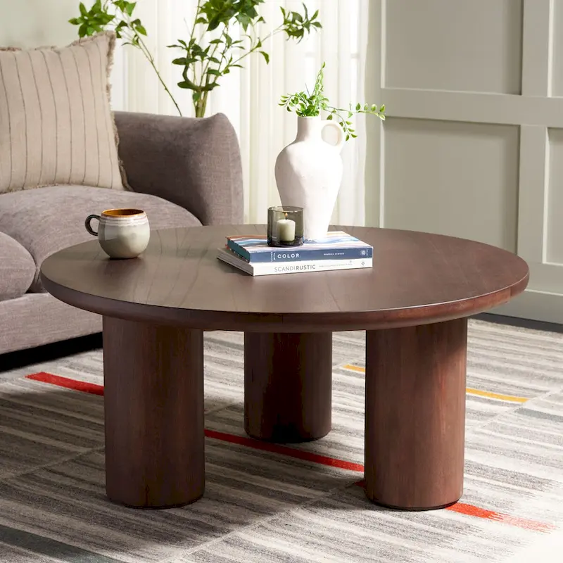 Table basse ronde à trois pieds - 40 cm de large x 40 cm de profondeur x 18 cm de haut