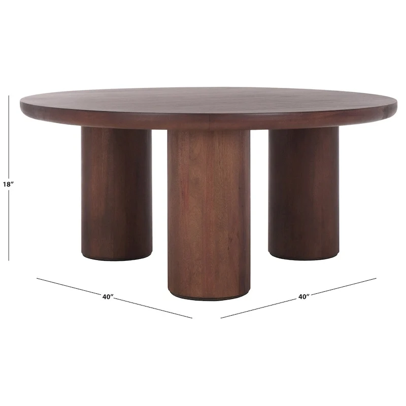 Table basse ronde à trois pieds - 40 cm de large x 40 cm de profondeur x 18 cm de haut