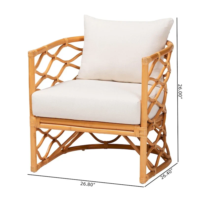 Fauteuil en rotin couleur miel clair bohème