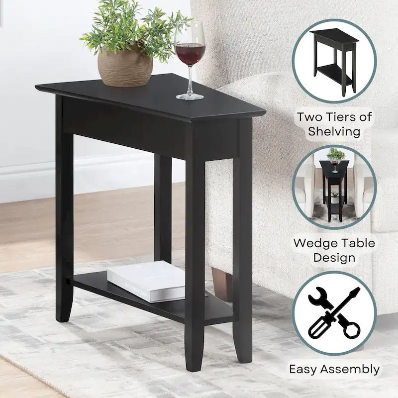 Table d'appoint traditionnelle en forme de coin avec étagères