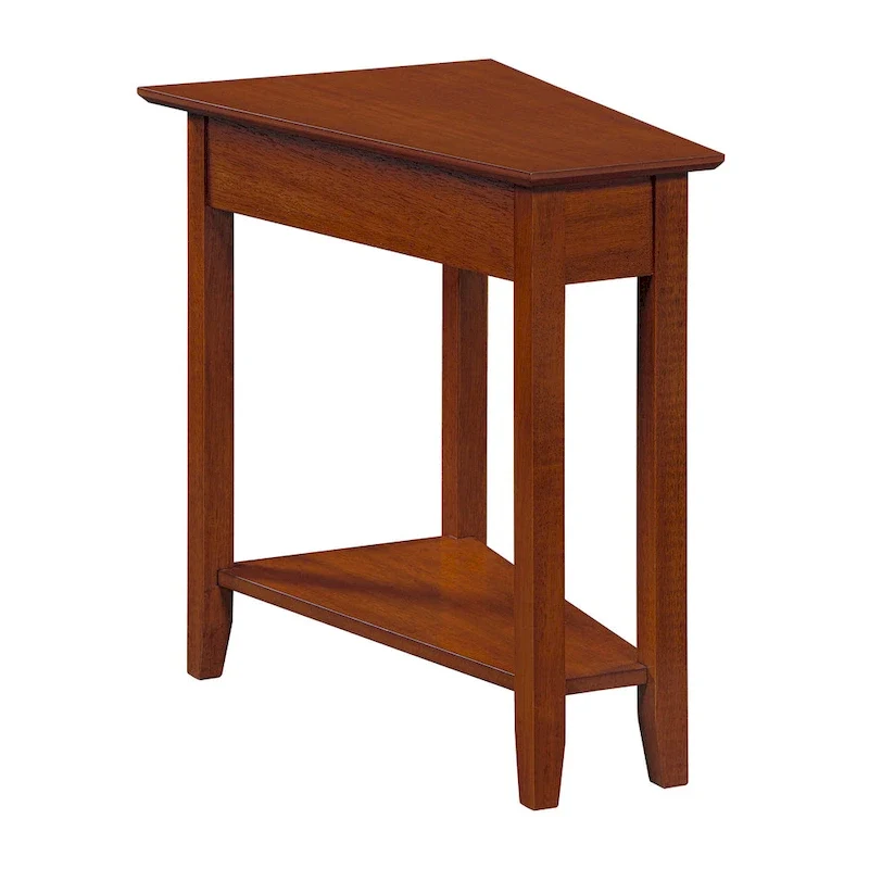 Table d'appoint traditionnelle en forme de coin avec étagères