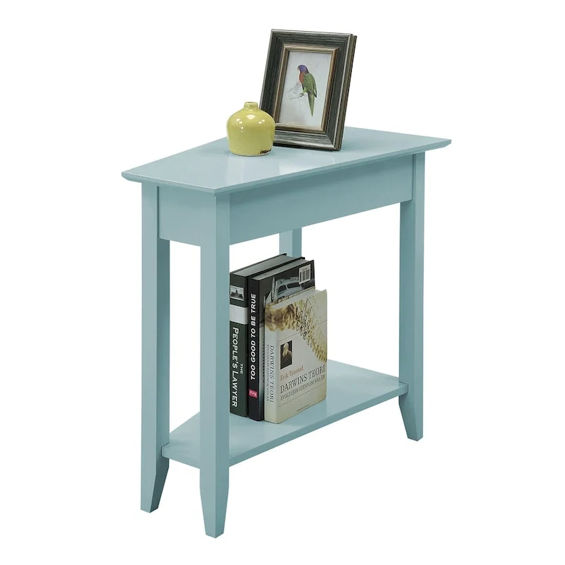 Table d'appoint traditionnelle en forme de coin avec étagères