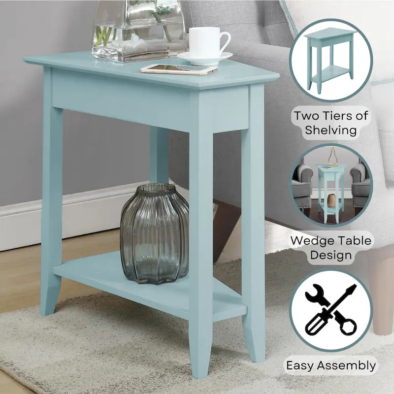 Table d'appoint traditionnelle en forme de coin avec étagères