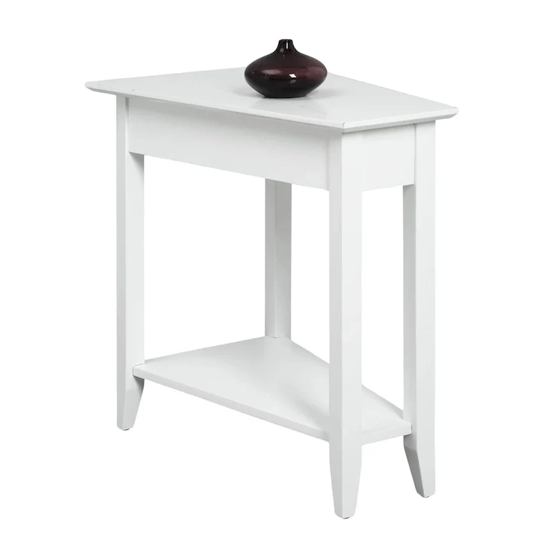 Table d'appoint traditionnelle en forme de coin avec étagères