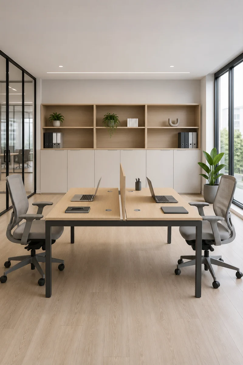 Pack Confort : Bureau bench 2 personnes Express+ avec panneau écran