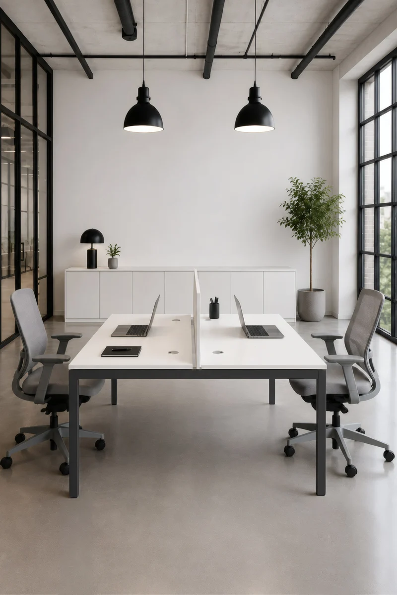 Pack Confort : Bureau bench 2 personnes Express+ avec panneau écran