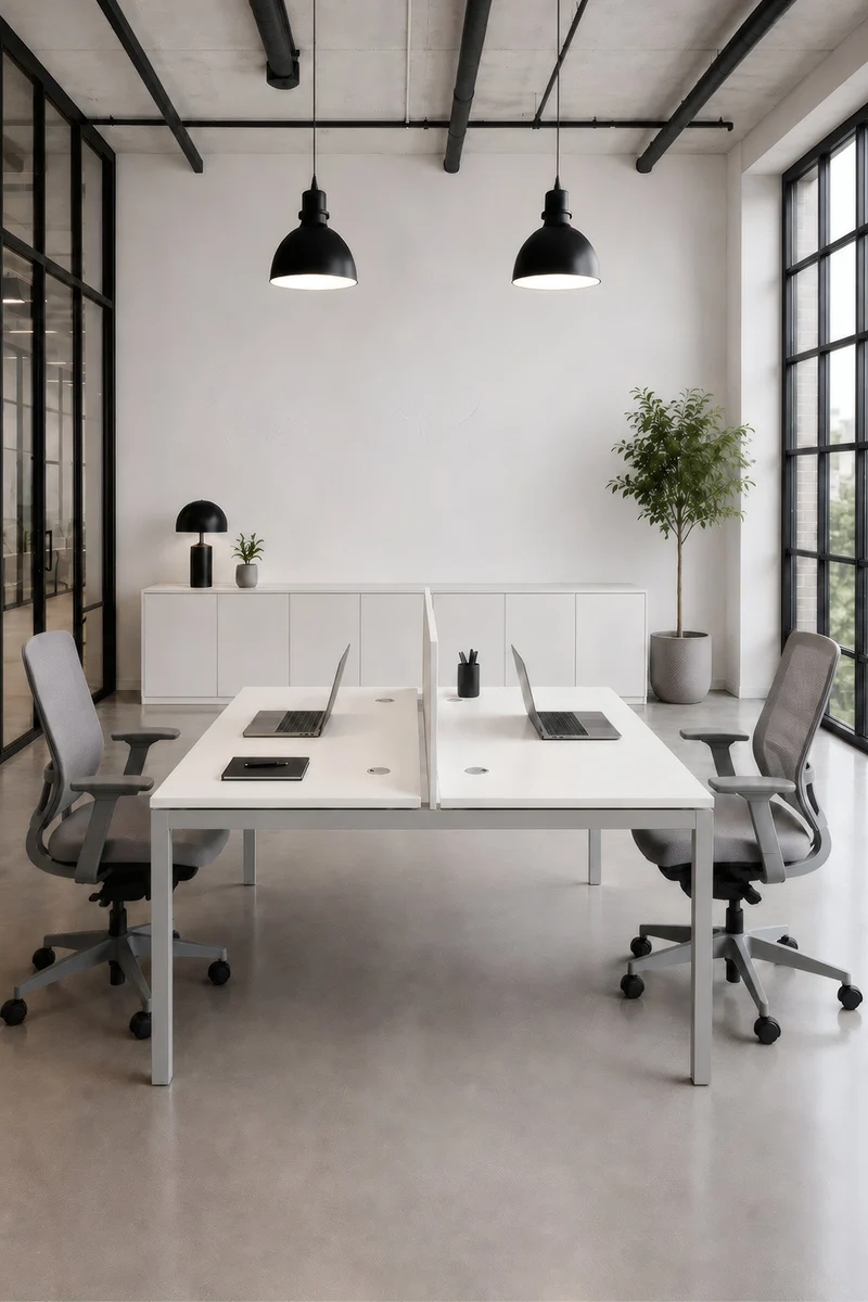 Pack Confort : Bureau bench 2 personnes Express+ avec panneau écran