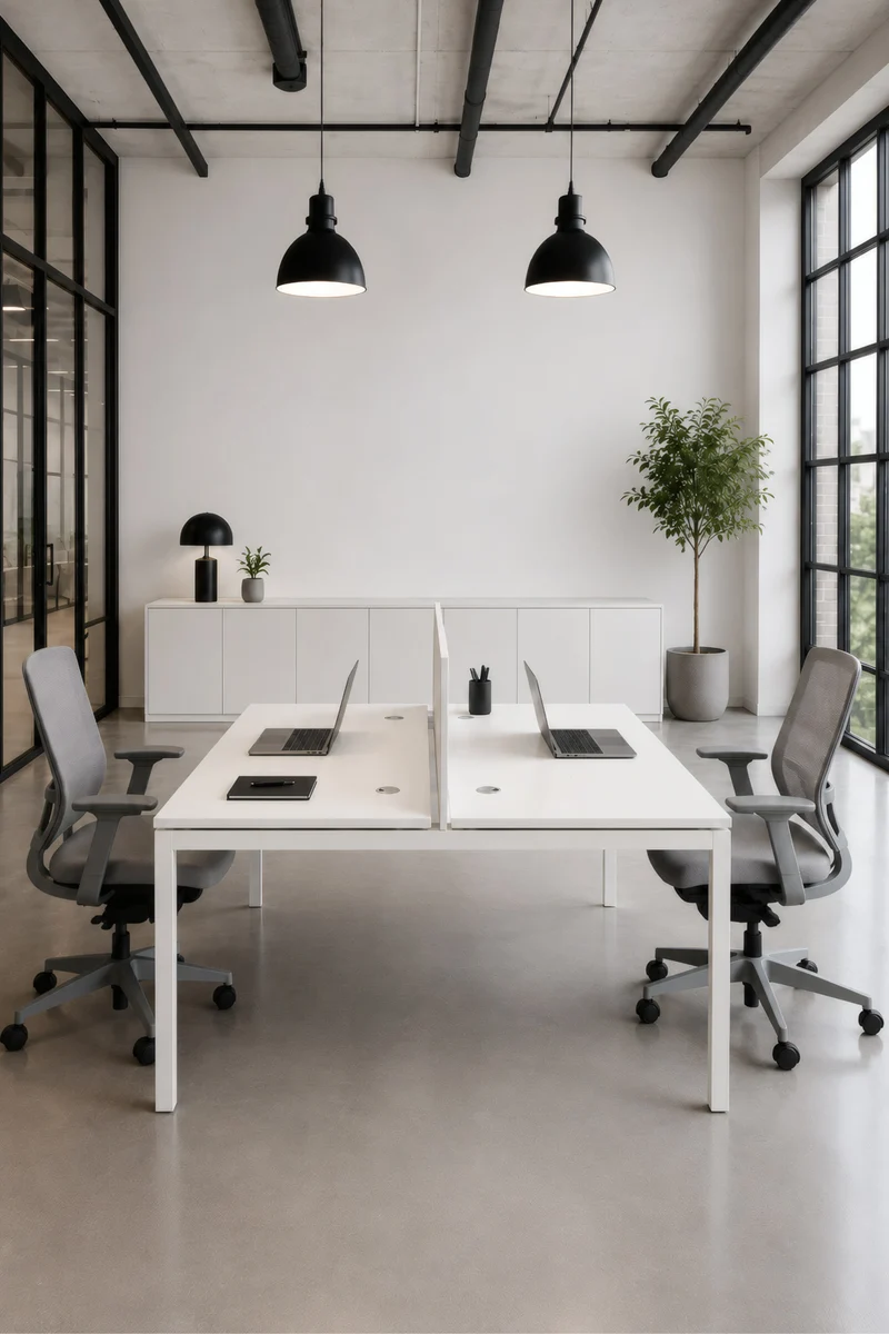 Pack Confort : Bureau bench 2 personnes Express+ avec panneau écran