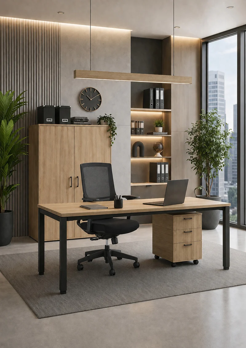 Pack Confort : Bureau Professionnel Tempo avec Caisson Mobile et Fauteuil GO