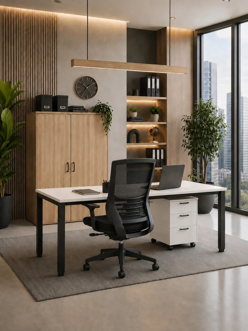 Pack Confort : Bureau Professionnel Tempo avec Caisson Mobile et Fauteuil GO