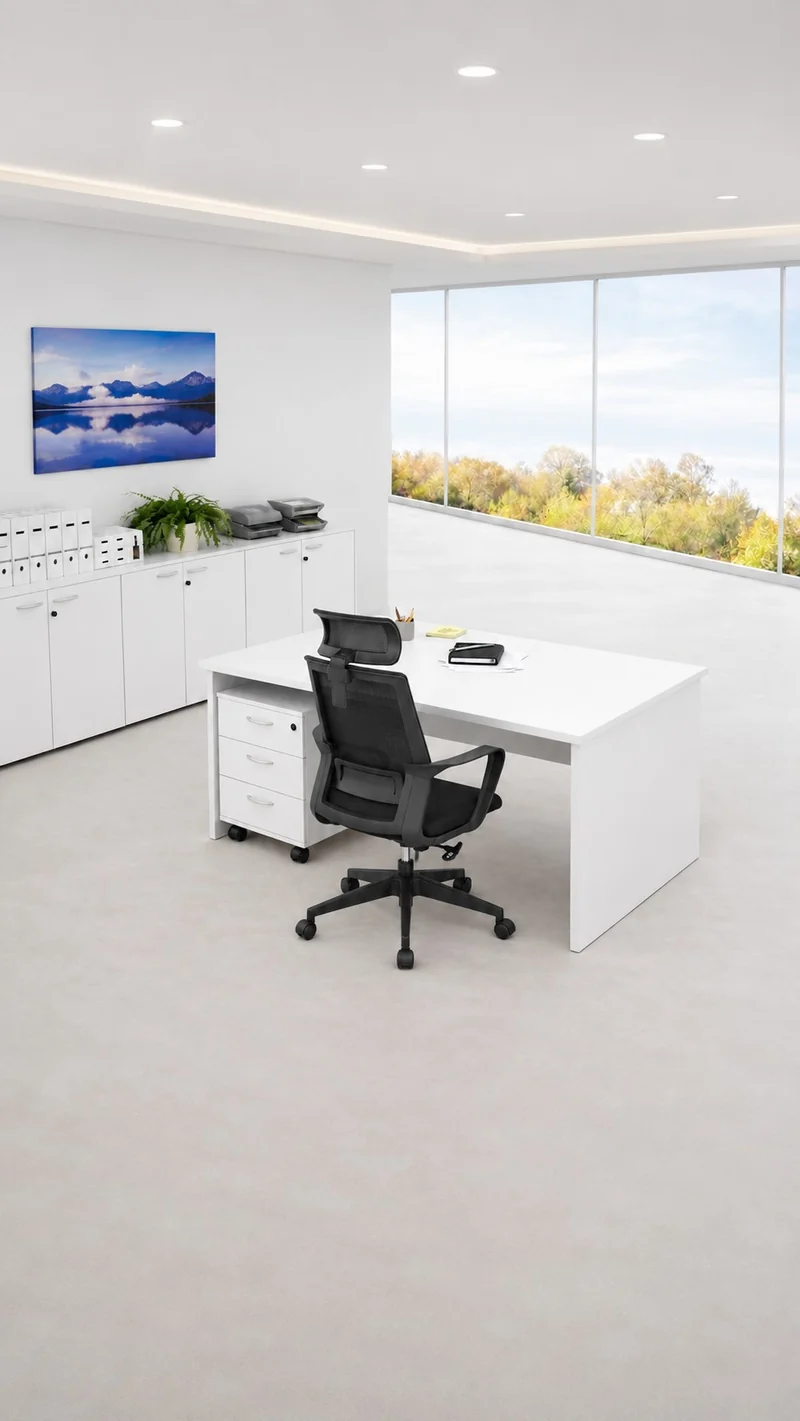 Pack Essentiel : Bureau Professionnel Budget avec Caisson Mobile et Fauteuil Orion