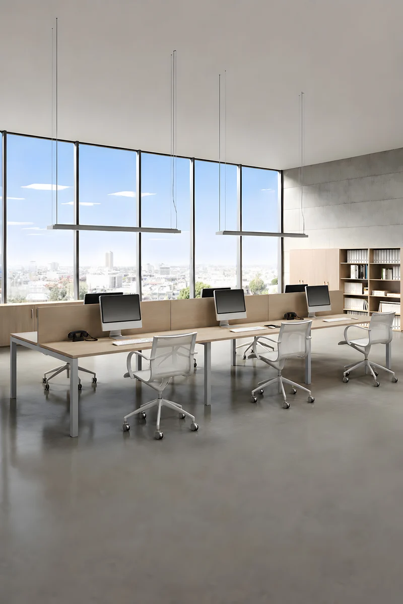 Pack Confort : Bureau bench 6 personnes Express+ avec panneau écran