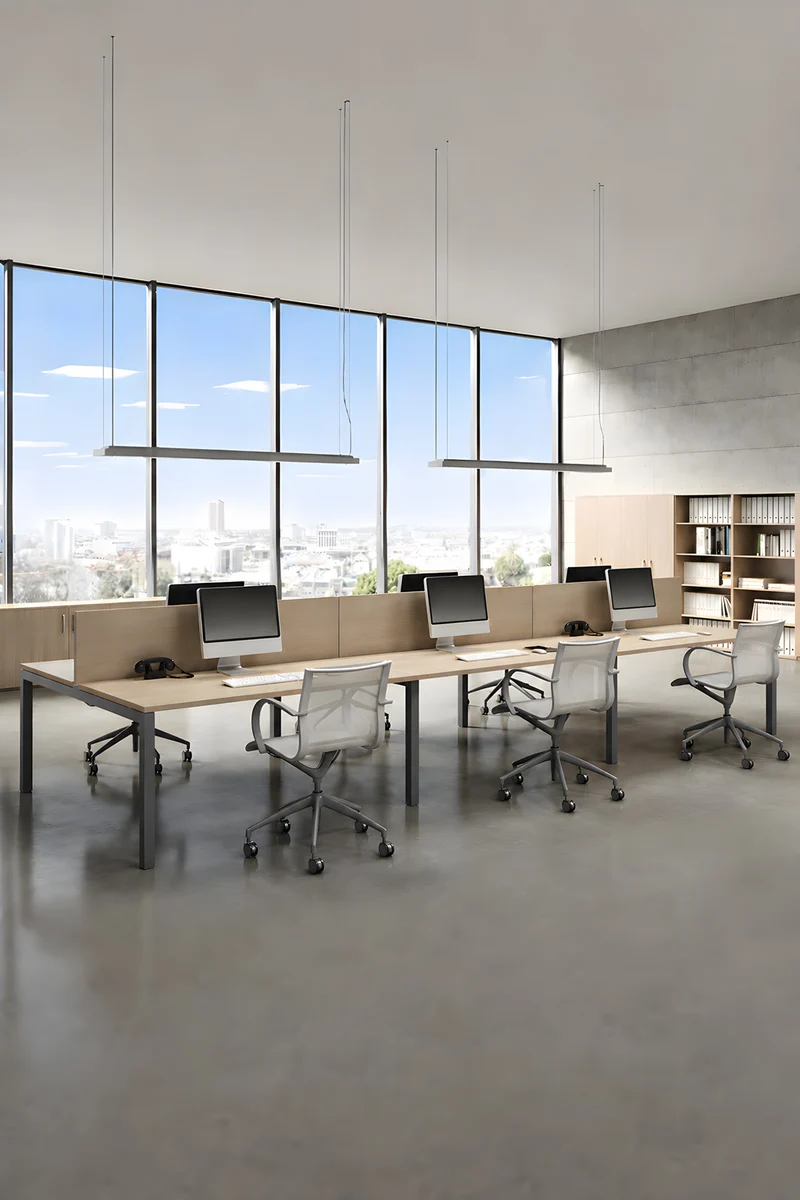 Pack Confort : Bureau bench 6 personnes Express+ avec panneau écran