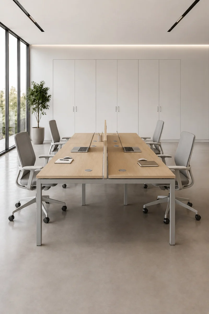 Pack Confort : Bureau bench Express+ 4 personnes avec panneau écran