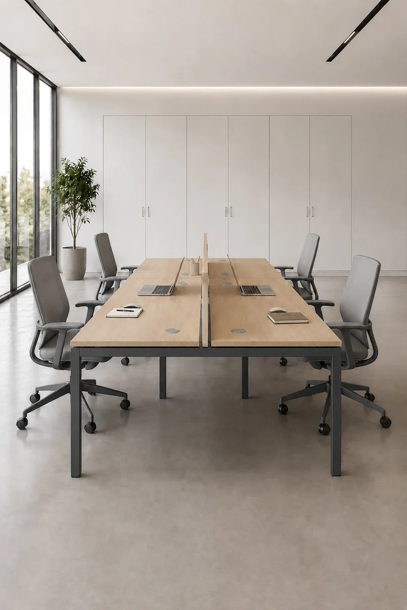 Pack Confort : Bureau bench Express+ 4 personnes avec panneau écran