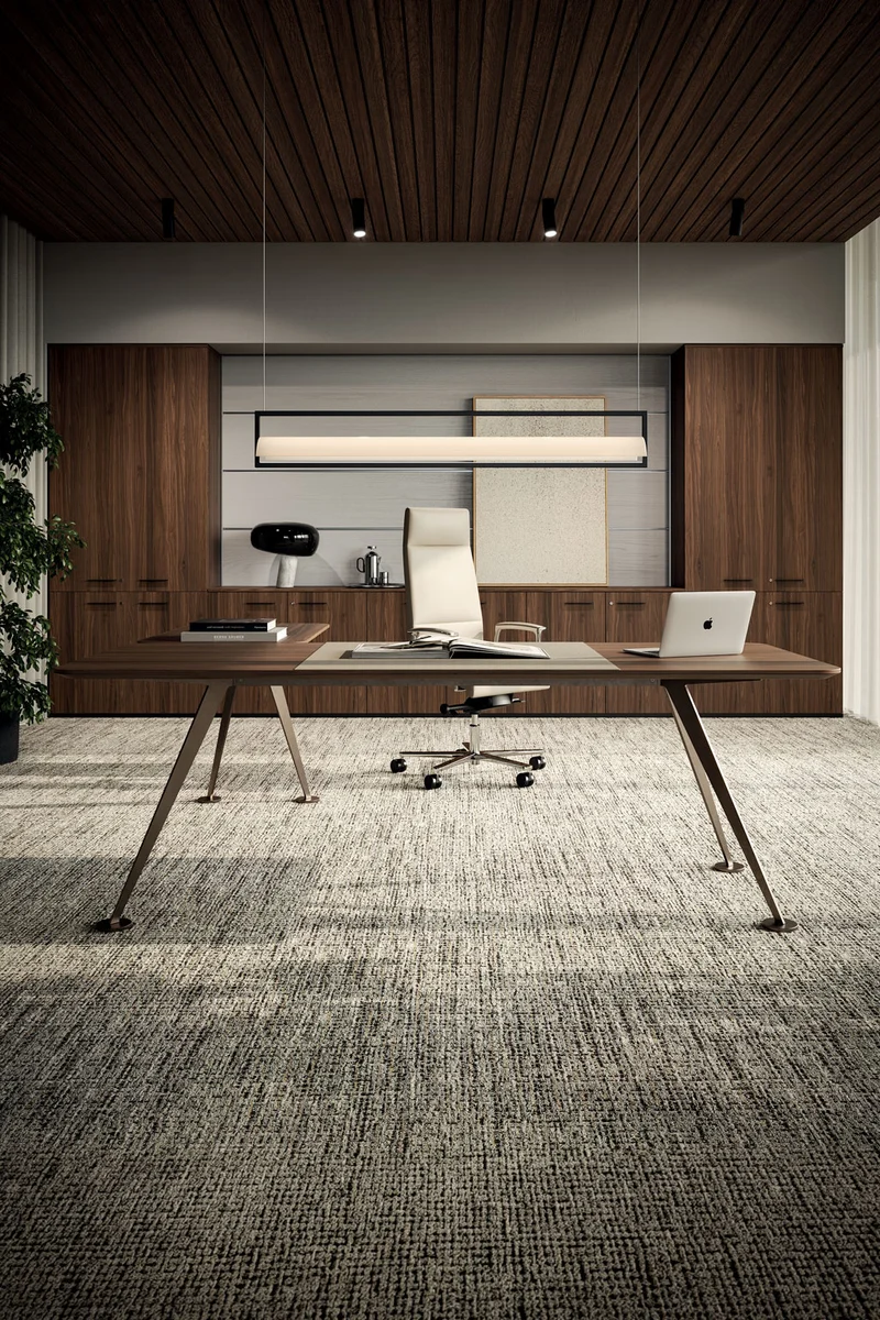 Bureau de direction Spike placage bois avec retour