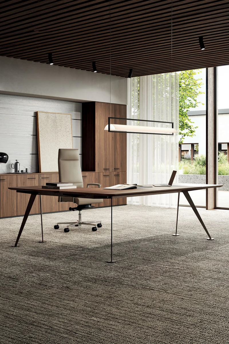 Bureau de direction Spike placage bois avec retour
