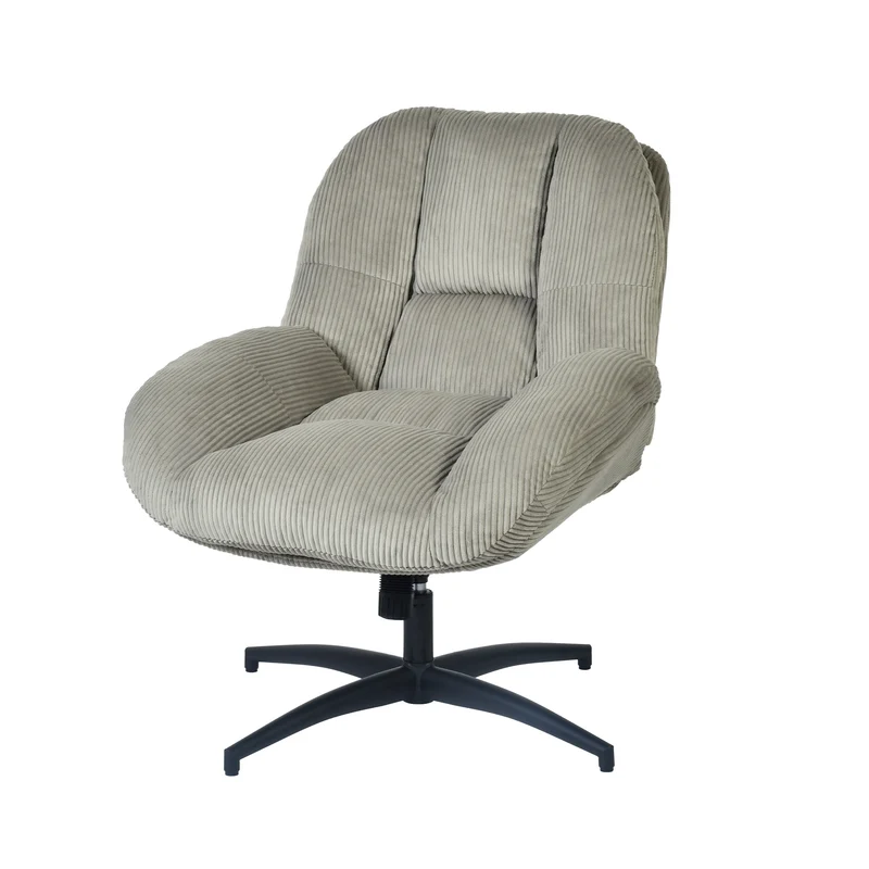 Chaise de bureau pivotante en velours côtelé gris – LITHOPS FIX