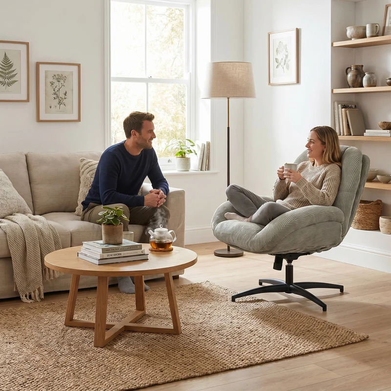Chaise de bureau pivotante en velours côtelé gris – LITHOPS FIX