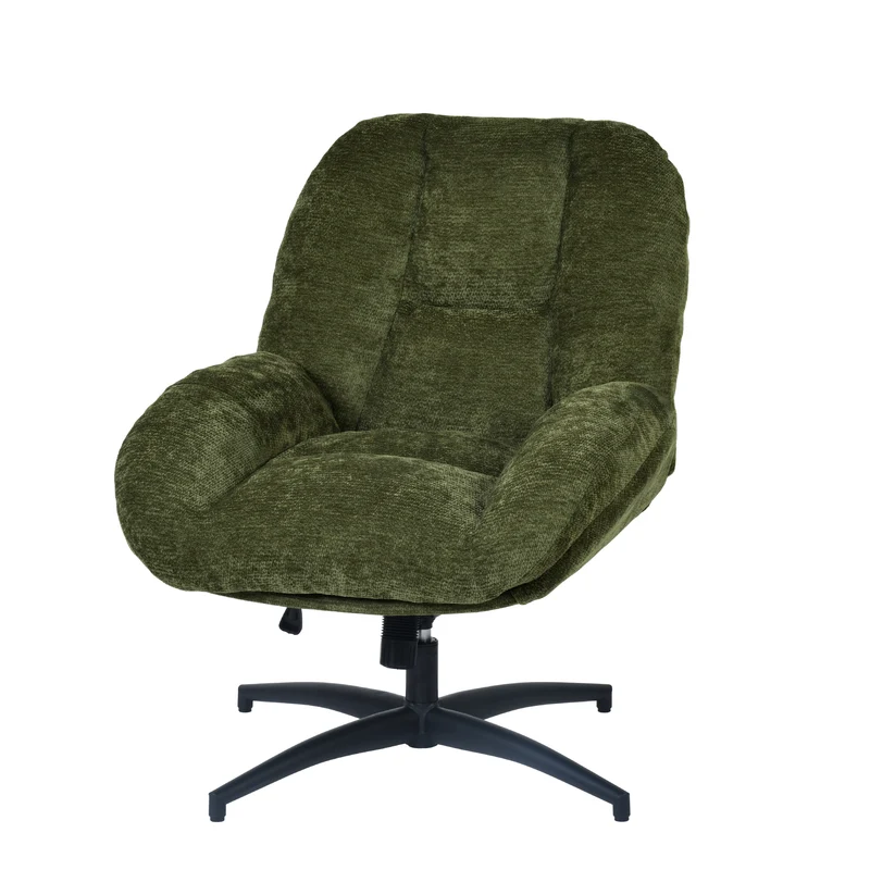 Chaise de bureau pivotante en tissu chenille vert – LITHOPS FIX