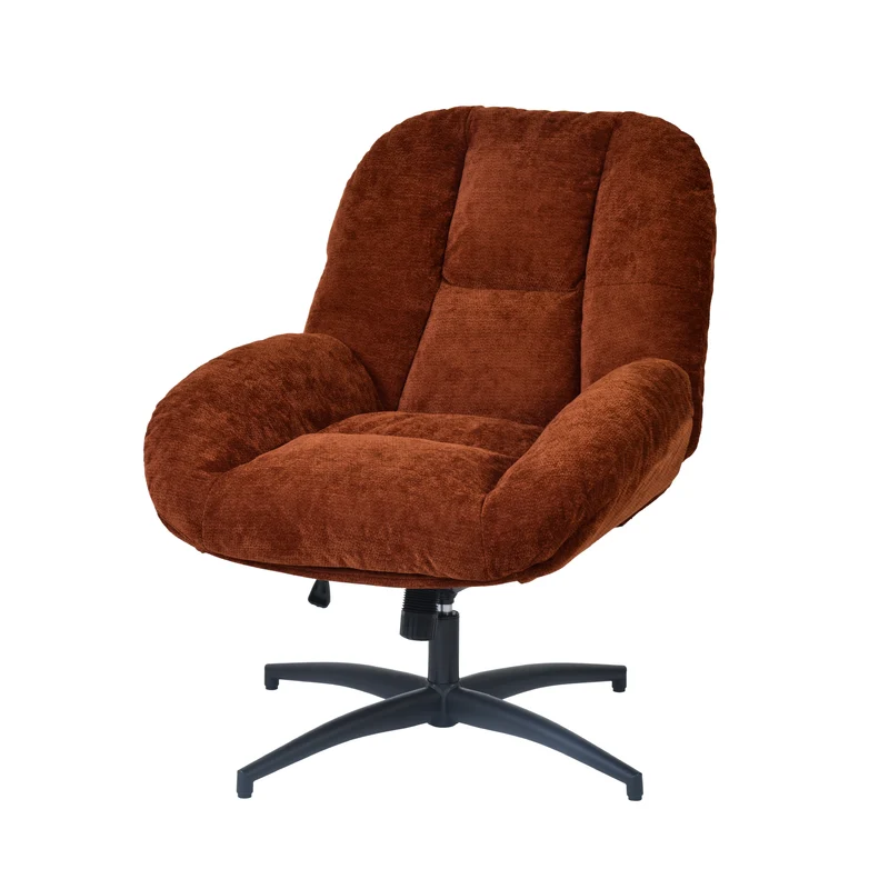 Chaise de bureau pivotante en tissu chenille terracotta – LITHOPS FIX