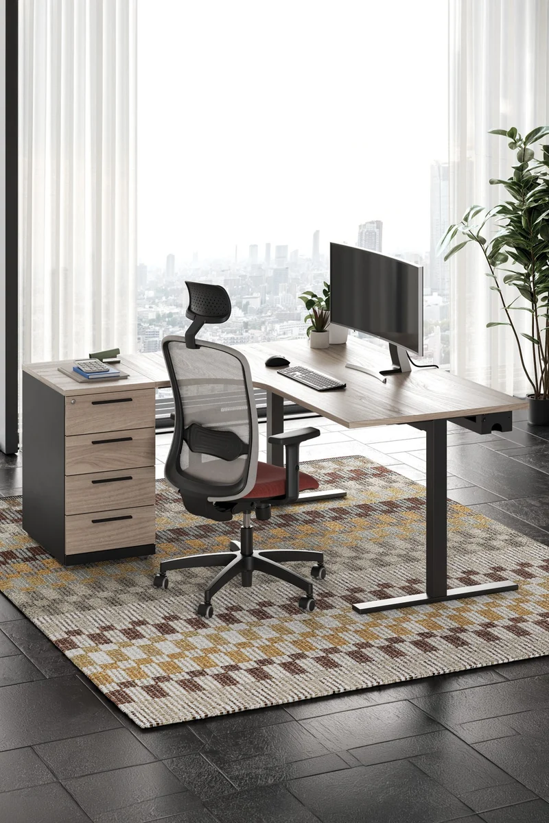 Bureau d'angle professionnel Pop Tee - Retour sur caisson