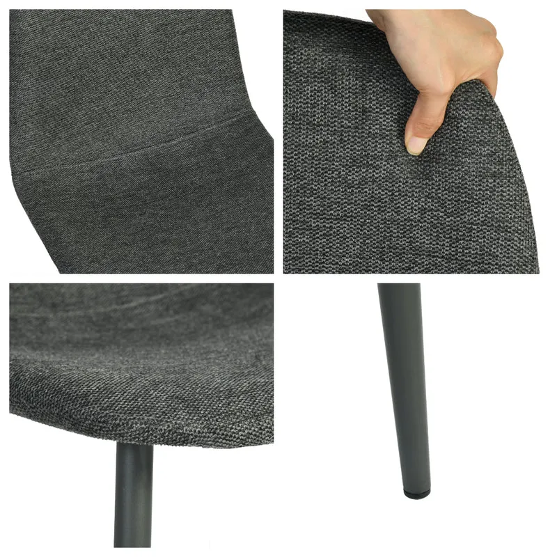 Lot de 8 chaises de salle à manger en tissu gris doux, chaises de détente avec dossier et pieds métalliques assortis scandinave - CHARLTON