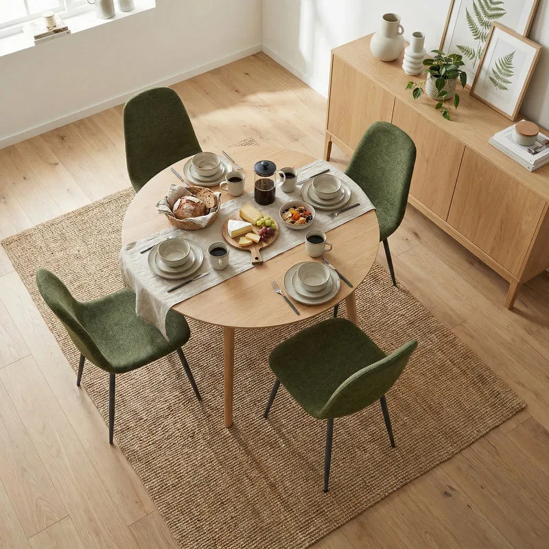 Lot de 4 chaises de salle à manger en tissu vert doux, chaises de détente avec dossier et pieds métalliques assortis scandinave - CHARLTON