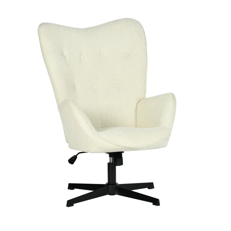Fauteuil de bureau pivotant et réglable avec accoudoirs, fauteuil de salon inclinable en tissu chenille beige - FUCHS
