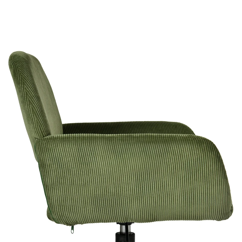 Ensemble bureau pliable et fauteuil de bureau en velours côtelé vert olive - ASCOLI & ROSS