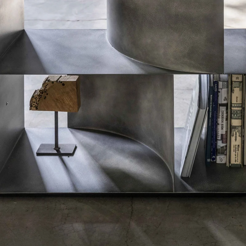 Double Sided Metal Floor Standing Bookcase JUDD BASE by Alessandro Di Prisco for Mogg