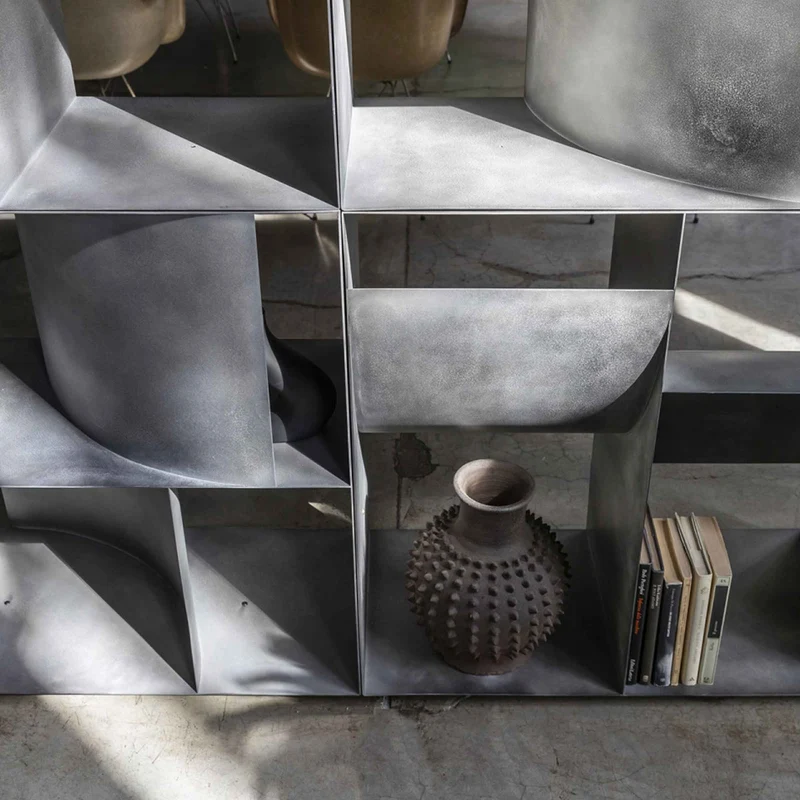Double Sided Metal Floor Standing Bookcase JUDD BASE by Alessandro Di Prisco for Mogg