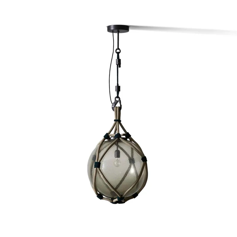 Blown Glass and Rope Outdoor Lamp BOLLICOSA NAUTILUS, designed by Cassina