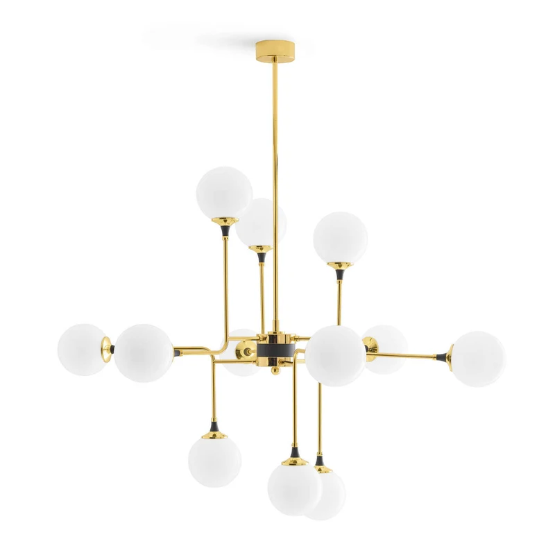 Brass and Blown Glass Suspension Lamp GALASSIA by Stilnovo