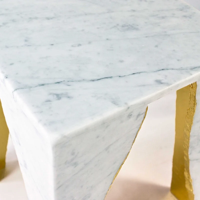 Carrara Marble Side Table RAW EDGE by Nicola Di Froscia for DFdesignLab