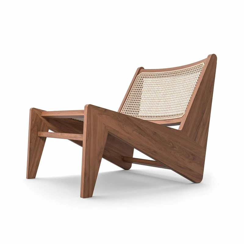 Wood and Vienna Straw Armchair KANGAROO Hommage à Pierre Jeanneret, designed by Cassina
